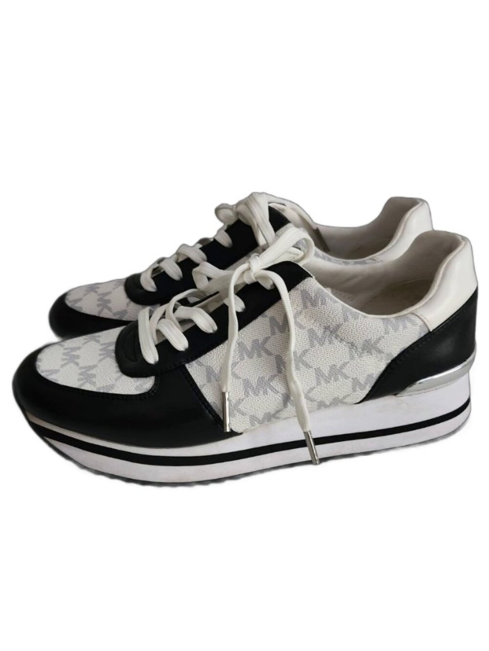 MICHAEL KORS Monique MK Logo Trainers Sneakers Black/Optic White 9